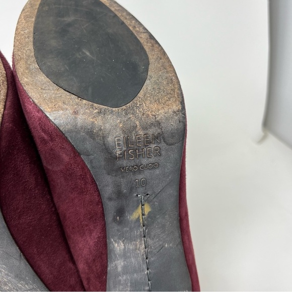 Eileen Fisher Burgundy Suede Pump Heel Size US 10 - Picture 10 of 11